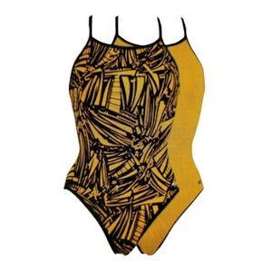 DOLFIN Reversible Womens Training Swimsuit Bathing Suit Gold Size 26/Adult 2 NWT